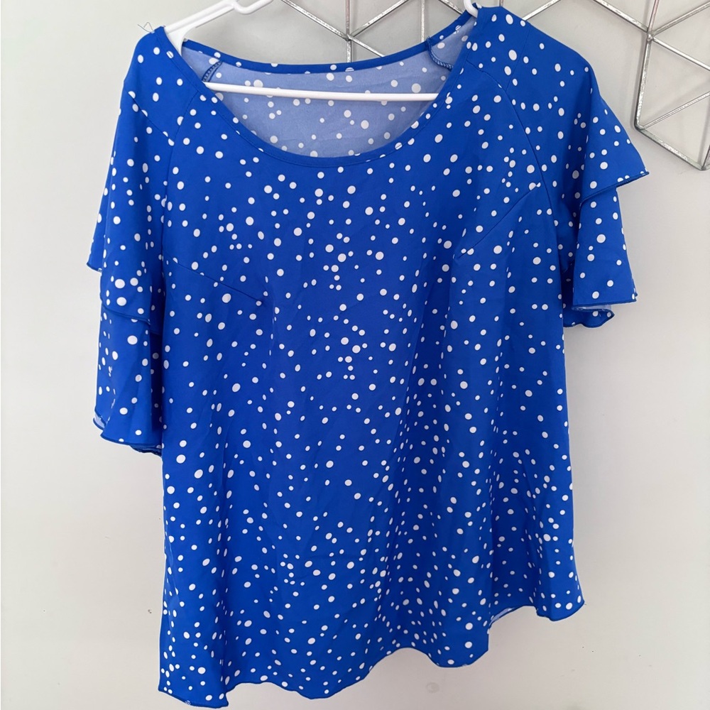 Blue Polka Dot Women's Top